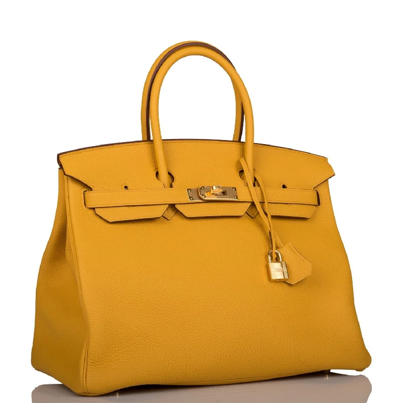 Hermes Birkin Bags with a Removable Interior OrganizerHermes Birkin 35 Jaune Ambre Togo Gold Hardware