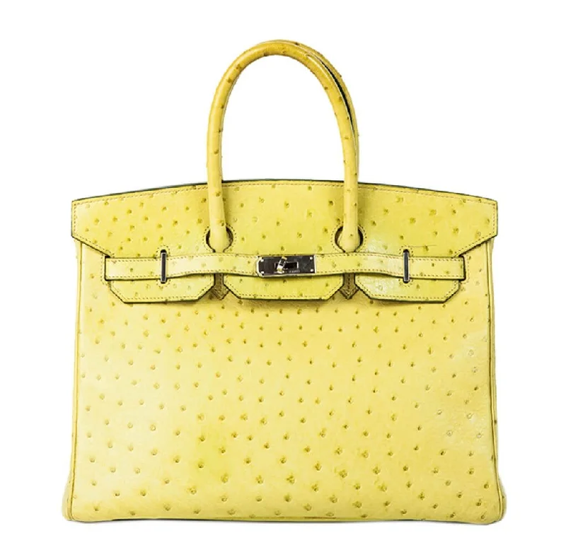 Hermes Birkin Bags with a Rope - Style Leather Handle for a Nautical Inspired LookHermès Ostrich Birkin 35 Vert Anis Bag