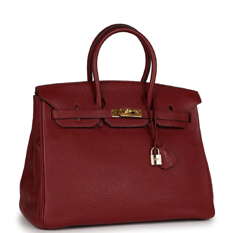 Hermes Birkin Bags with a Hand - Carved Leather DecorationHermes Birkin 35 Rouge H Togo Gold Hardware