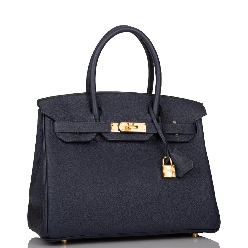 Hermes Birkin Bags with a Zippered Interior Compartment for ValuablesHermes Bleu Nuit Togo Birkin 30cm Gold Hardware