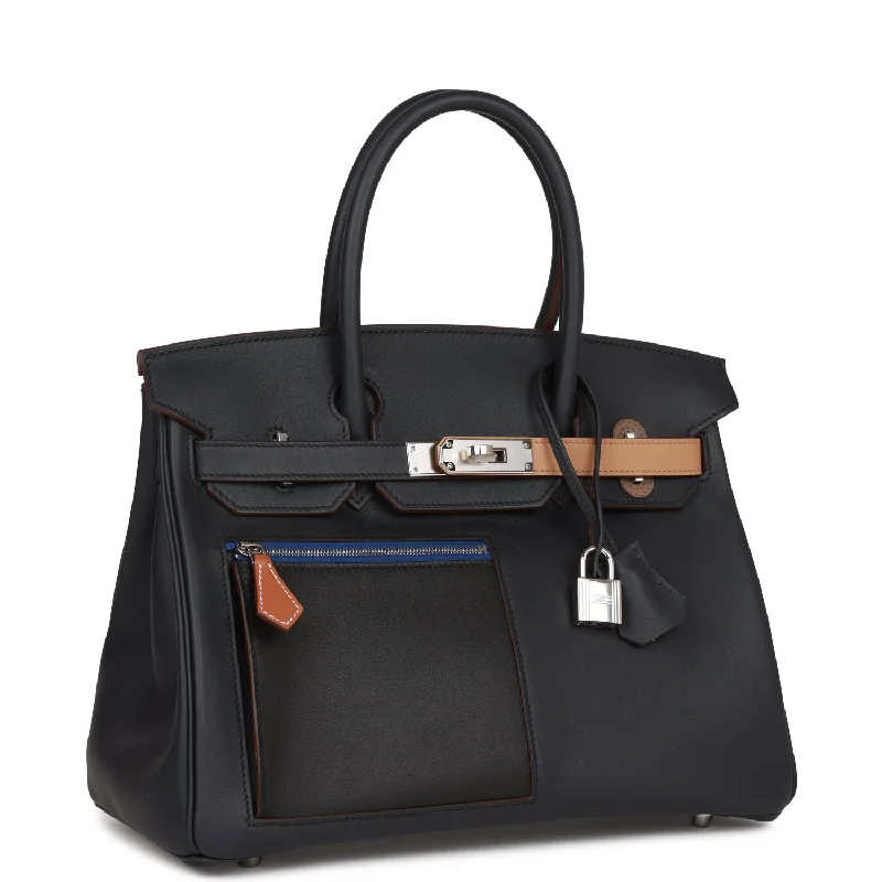 Hermes Birkin Bags with a Detachable Mirror Pocket InsideHermes Colormatic Birkin 30 Caban, Black and Chai Swift Palladium Hardware