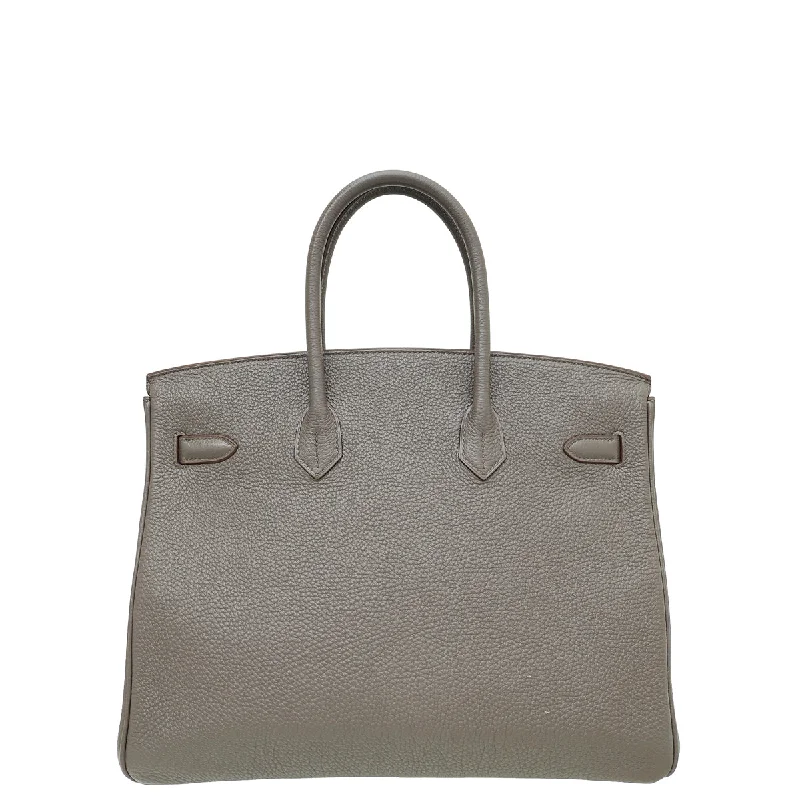 Hermes Birkin Bags with a Textured Taurillon Clemence LeatherHermes Etain Retourne Birkin 35 Bag