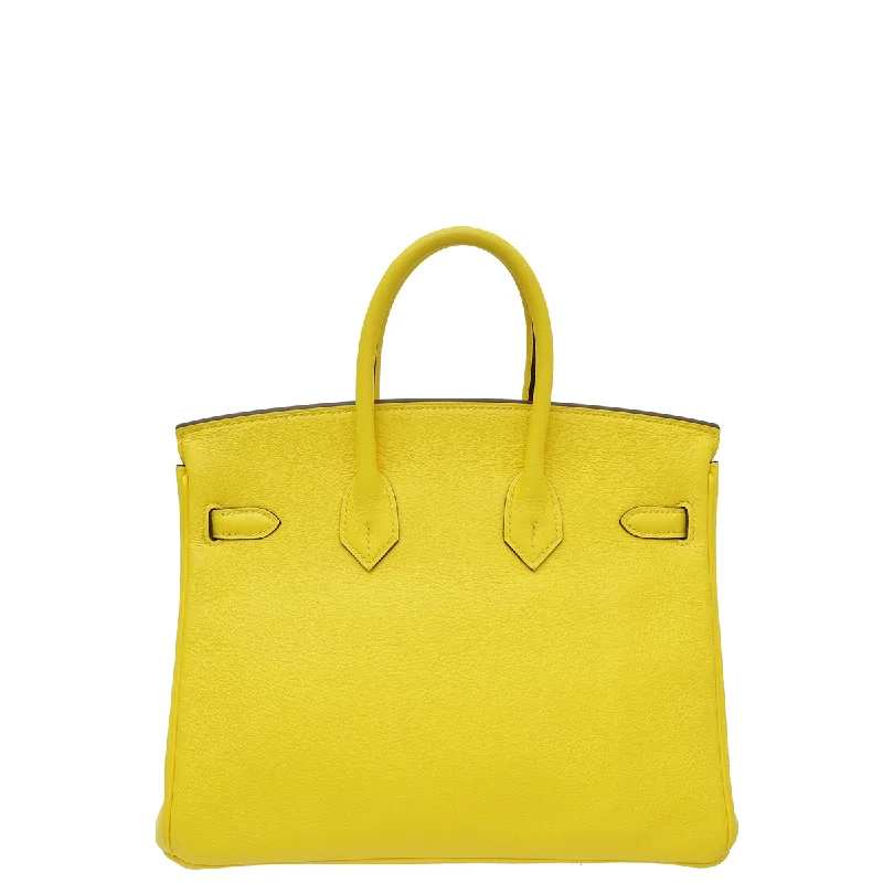 Hermes Birkin Bags with a Two - Tone Leather Design for Visual InterestHermes Jaune De Naples Retourne Birkin 25 Bag