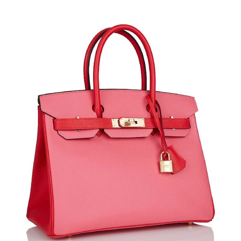 Hermes Birkin Bags with a Detachable Shoulder Pad for ComfortHermes Special Order (HSS) Birkin 30 Rose Azalee and Rouge de Coeur Epsom Permabrass Hardware