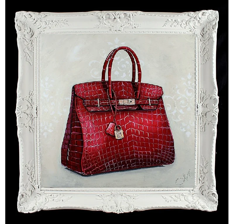 Hermes Birkin Bags with Hand - Stitched Detailing for Artisanal AppealOriginal Rouge Hermès Birkin Painting