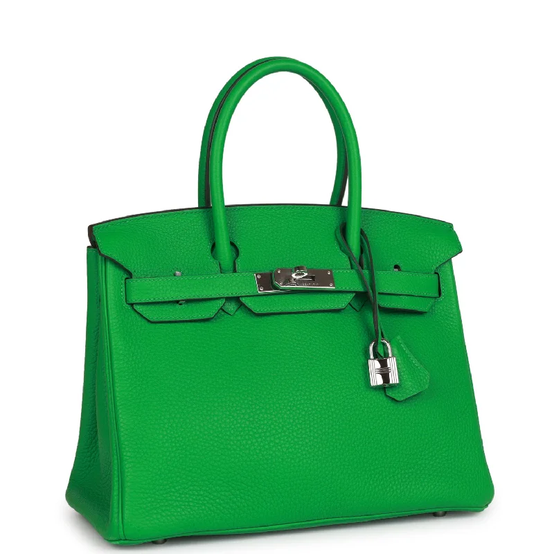 Hermes Birkin Bags with a Contrast - Stitched Handle for Added StyleTop Quality Hermes Birkin 30 Bambou Clemence Palladium Hardware