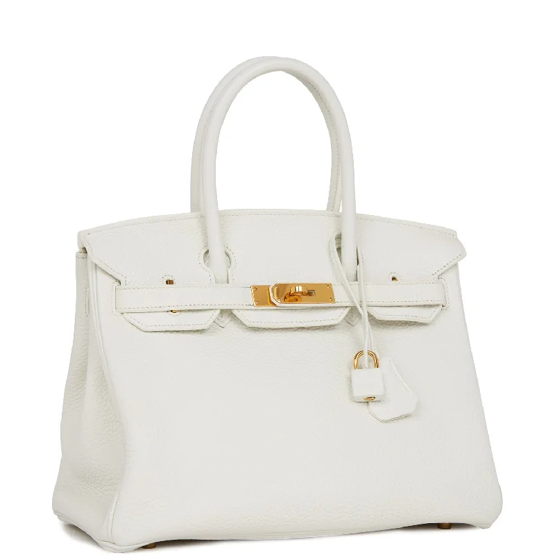 Hermes Birkin Bags in a Neutral Taupe Color for VersatilityHermes Birkin 30 White Clemence Gold Hardware