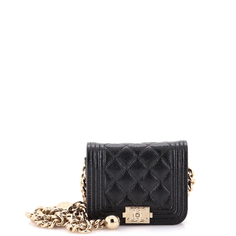 Boy Flap Chain Belt Bag Quilted Caviar