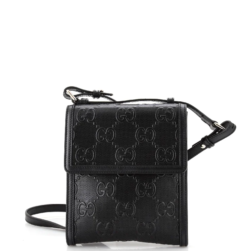 Flap Crossbody Bag GG Embossed Perforated Leather Small