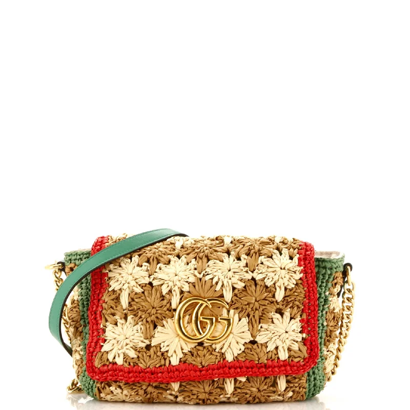 GG Marmont Flap Bag Raffia Small