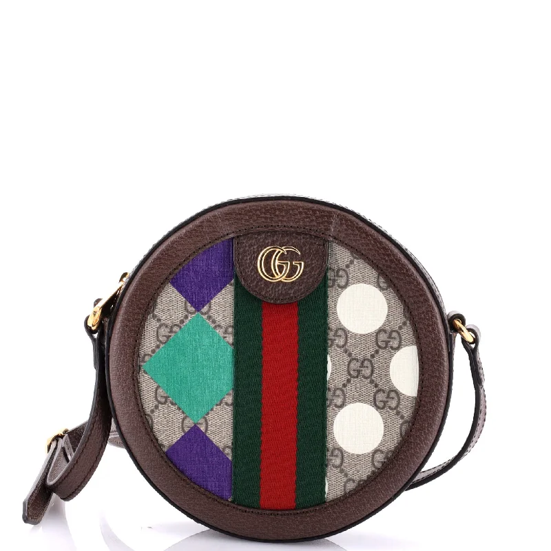 Ophidia Round Shoulder Bag Printed GG Coated Canvas Mini