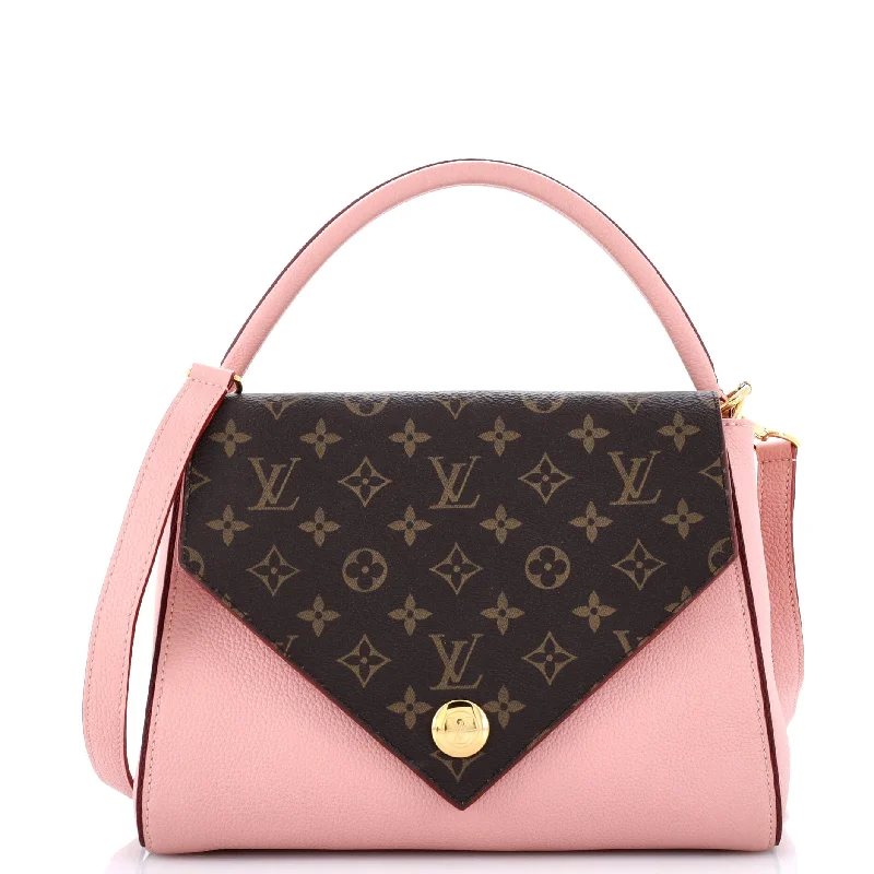 Double V Handbag Calfskin with Monogram Canvas