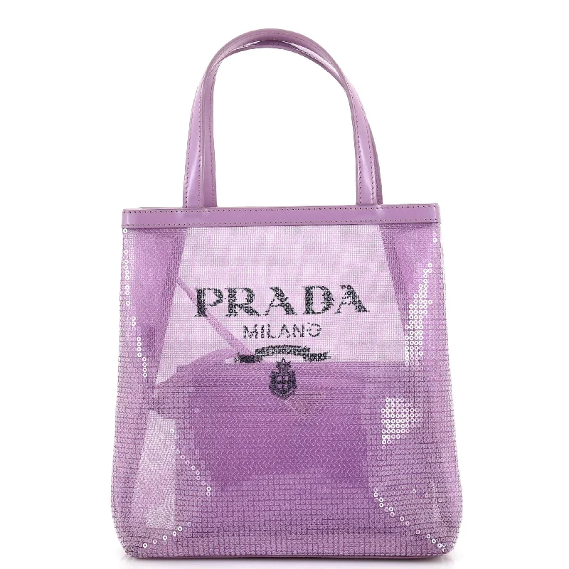 Logo Open Tote Sequined Mesh Small